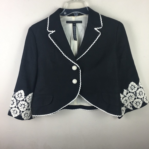Robert Rodriguez black linen embroidered blazer - Picture 2 of 9
